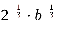 A LaTex expression showing 2 to the power of -1 over 3 times b to the power of -1 over 3