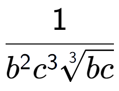 A LaTex expression showing 1 over {b to the power of 2 {c} to the power of 3 3-th root of bc}