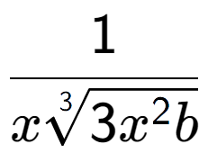 A LaTex expression showing 1 over x3-th root of 3{x to the power of 2b }