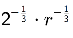 A LaTex expression showing 2 to the power of -1 over 3 times r to the power of -1 over 3