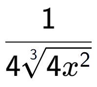 A LaTex expression showing 1 over 43-th root of 4{x to the power of 2 }