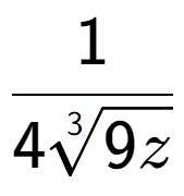 A LaTex expression showing 1 over 43-th root of 9z