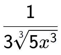 A LaTex expression showing 1 over 33-th root of 5{x to the power of 3 }