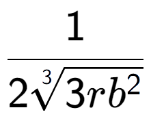 A LaTex expression showing 1 over 23-th root of 3r{b to the power of 2 }