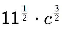 A LaTex expression showing 11 to the power of 1 over 2 times {c} to the power of 3 over 2