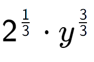 A LaTex expression showing 2 to the power of 1 over 3 times {y} to the power of 3 over 3