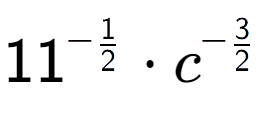 A LaTex expression showing 11 to the power of -1 over 2 times {c} to the power of -3 over 2