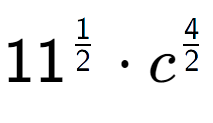 A LaTex expression showing 11 to the power of 1 over 2 times {c} to the power of 4 over 2