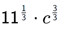 A LaTex expression showing 11 to the power of 1 over 3 times {c} to the power of 3 over 3