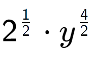 A LaTex expression showing 2 to the power of 1 over 2 times {y} to the power of 4 over 2