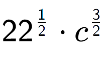 A LaTex expression showing 22 to the power of 1 over 2 times {c} to the power of 3 over 2