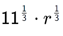 A LaTex expression showing 11 to the power of 1 over 3 times r to the power of 1 over 3