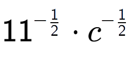 A LaTex expression showing 11 to the power of -1 over 2 times c to the power of -1 over 2