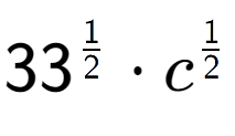 A LaTex expression showing 33 to the power of 1 over 2 times c to the power of 1 over 2