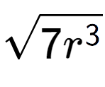 A LaTex expression showing square root of 7{r to the power of 3 }