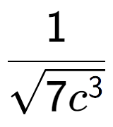 A LaTex expression showing 1 over square root of 7{c to the power of 3 }