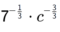 A LaTex expression showing 7 to the power of -1 over 3 times {c} to the power of -3 over 3