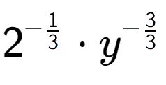 A LaTex expression showing 2 to the power of -1 over 3 times {y} to the power of -3 over 3