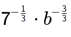 A LaTex expression showing 7 to the power of -1 over 3 times {b} to the power of -3 over 3