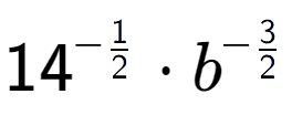 A LaTex expression showing 14 to the power of -1 over 2 times {b} to the power of -3 over 2