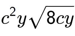 A LaTex expression showing {c} to the power of 2 ysquare root of 8cy