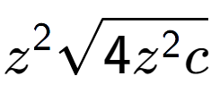 A LaTex expression showing {z} to the power of 2 square root of 4{z to the power of 2 c}