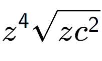 A LaTex expression showing {z} to the power of 4 square root of z{c to the power of 2 }