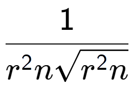 A LaTex expression showing 1 over {r to the power of 2 nsquare root of {r to the power of 2 n}}