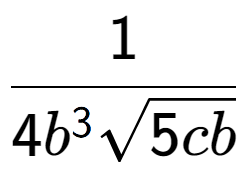 A LaTex expression showing 1 over 4{b to the power of 3 square root of 5cb}