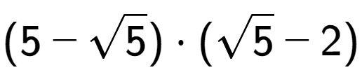 A LaTex expression showing (5 - square root of 5) times (square root of 5 - 2)