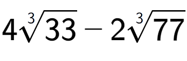 A LaTex expression showing 43-th root of 33 - 23-th root of 77