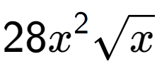 A LaTex expression showing 28{x} to the power of 2 square root of x