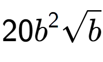 A LaTex expression showing 20{b} to the power of 2 square root of b