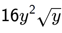 A LaTex expression showing 16{y} to the power of 2 square root of y