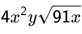 A LaTex expression showing 4{x} to the power of 2 ysquare root of 91x