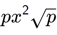 A LaTex expression showing p{x} to the power of 2 square root of p