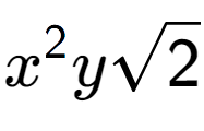 A LaTex expression showing {x} to the power of 2 ysquare root of 2