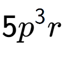 A LaTex expression showing 5{p} to the power of 3 r