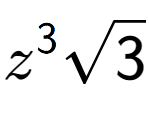 A LaTex expression showing {z} to the power of 3 square root of 3