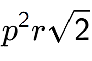 A LaTex expression showing {p} to the power of 2 rsquare root of 2
