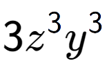 A LaTex expression showing 3{z} to the power of 3 {y} to the power of 3