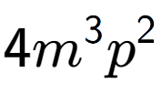 A LaTex expression showing 4{m} to the power of 3 {p} to the power of 2