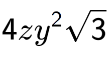 A LaTex expression showing 4z{y} to the power of 2 square root of 3