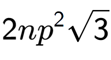 A LaTex expression showing 2n{p} to the power of 2 square root of 3