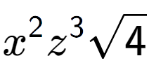 A LaTex expression showing {x} to the power of 2 {z} to the power of 3 square root of 4