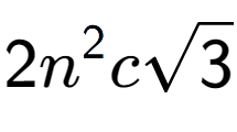 A LaTex expression showing 2{n} to the power of 2 csquare root of 3