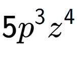 A LaTex expression showing 5{p} to the power of 3 {z} to the power of 4