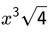 A LaTex expression showing {x} to the power of 3 square root of 4