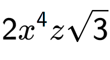 A LaTex expression showing 2{x} to the power of 4 zsquare root of 3