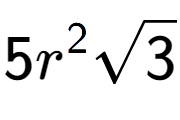 A LaTex expression showing 5{r} to the power of 2 square root of 3